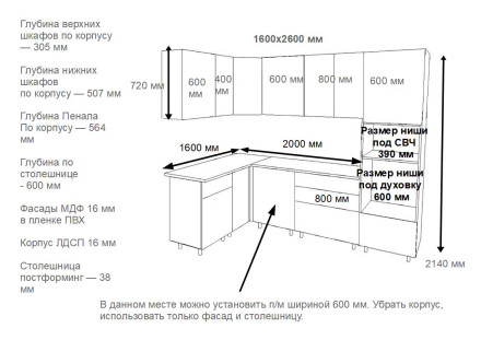 Кухня «арт. 2 Шарли белый Олива шагрень - 1600х2600 »